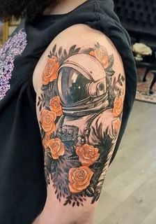 Astronaut Tattoo by Toby Shipman at Silver Ghost Tattoo in Edmonton Alberta Canada