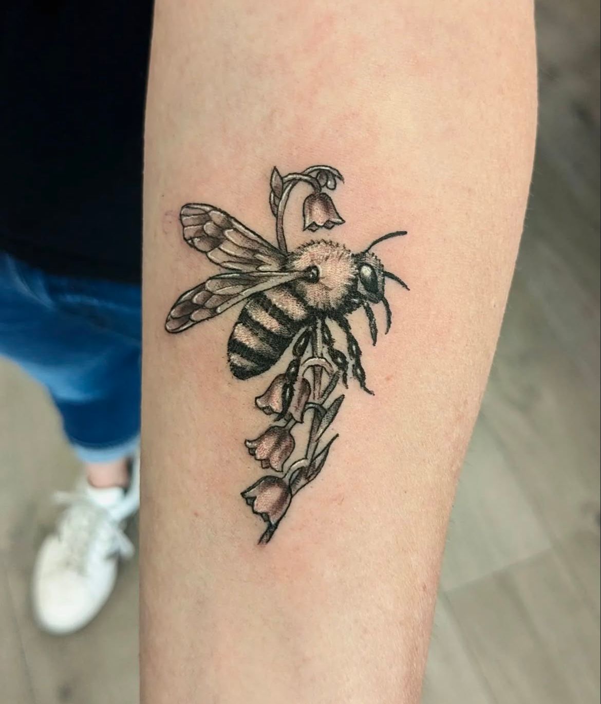 Bee Tattoo by Toby Shipman at Silver Ghost Tattoo in Edmonton Alberta Canada