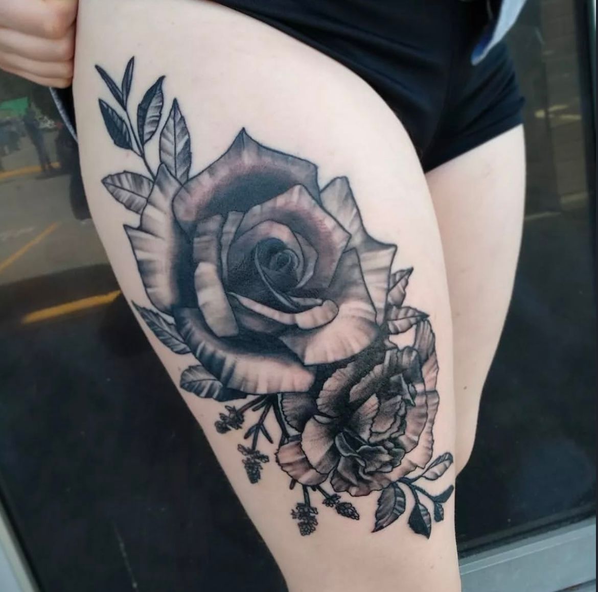 Roses Tattoo by Toby Shipman at Silver Ghost Tattoo in Edmonton Alberta Canada