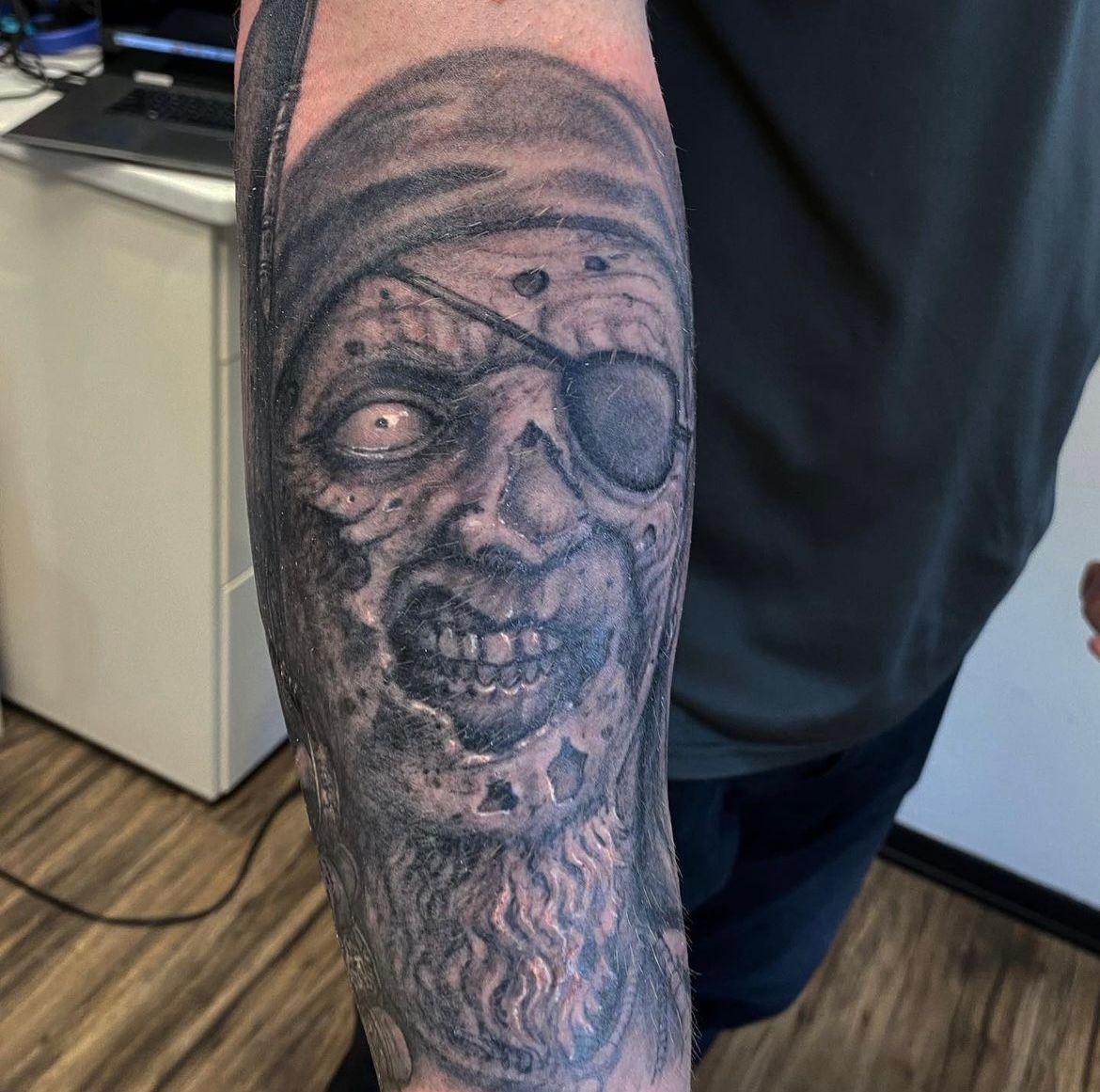 Zombie Pirate Tattoo by Steve Hayes at Black Gold Tattoo Co in Edmonton Alberta Canada