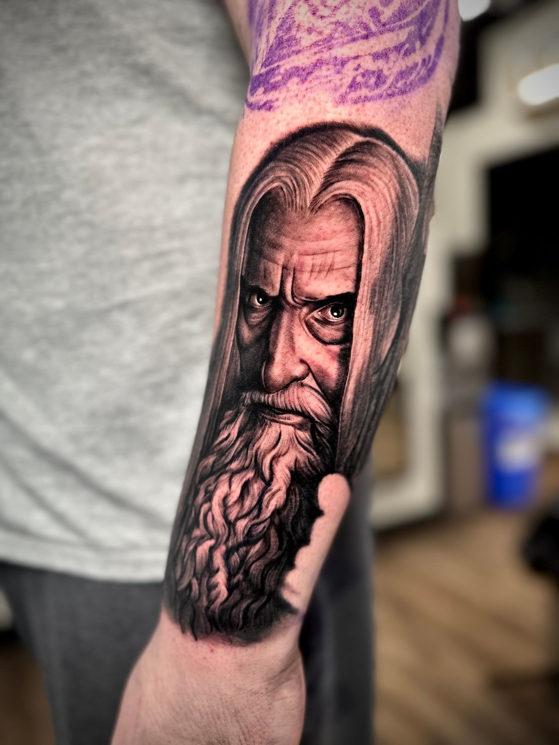 WIP Lord of the Rings Tattoo by Jackson Sukhov at Black Gold Tattoo Co in Edmonton Alberta Canada