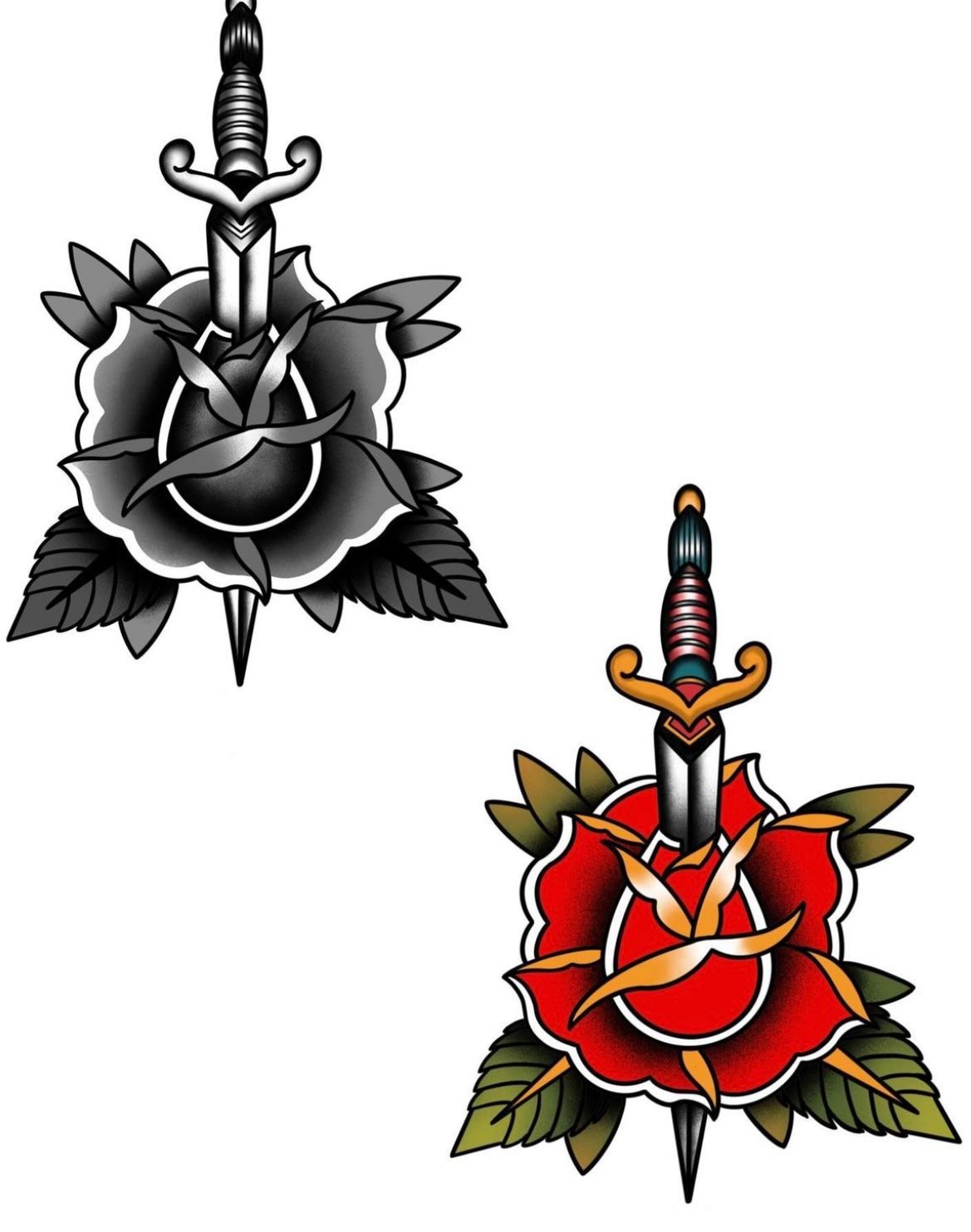 Dagger and Rose Flash Design