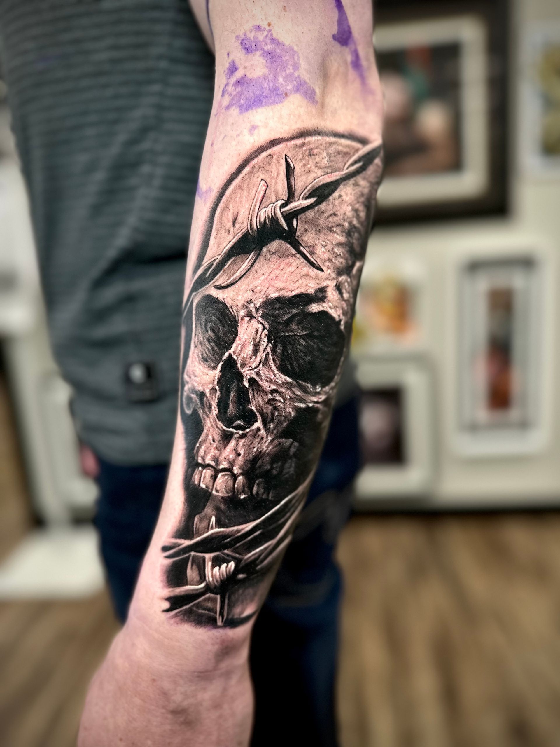 Skull Tattoo by Jackson Sukhov at Black Gold Tattoo Co in Edmonton Alberta Canada