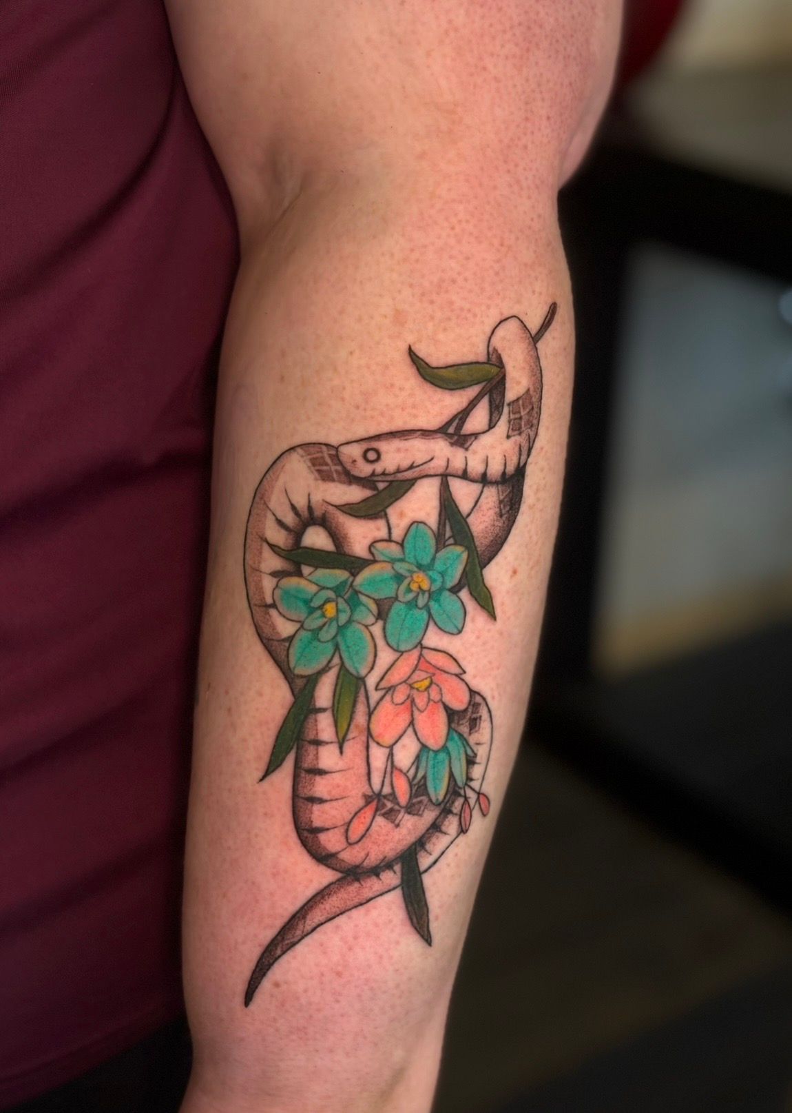 Snake Tattoo by Fran Arceta at Crimson Empire Tattoo in Edmonton Alberta Canada