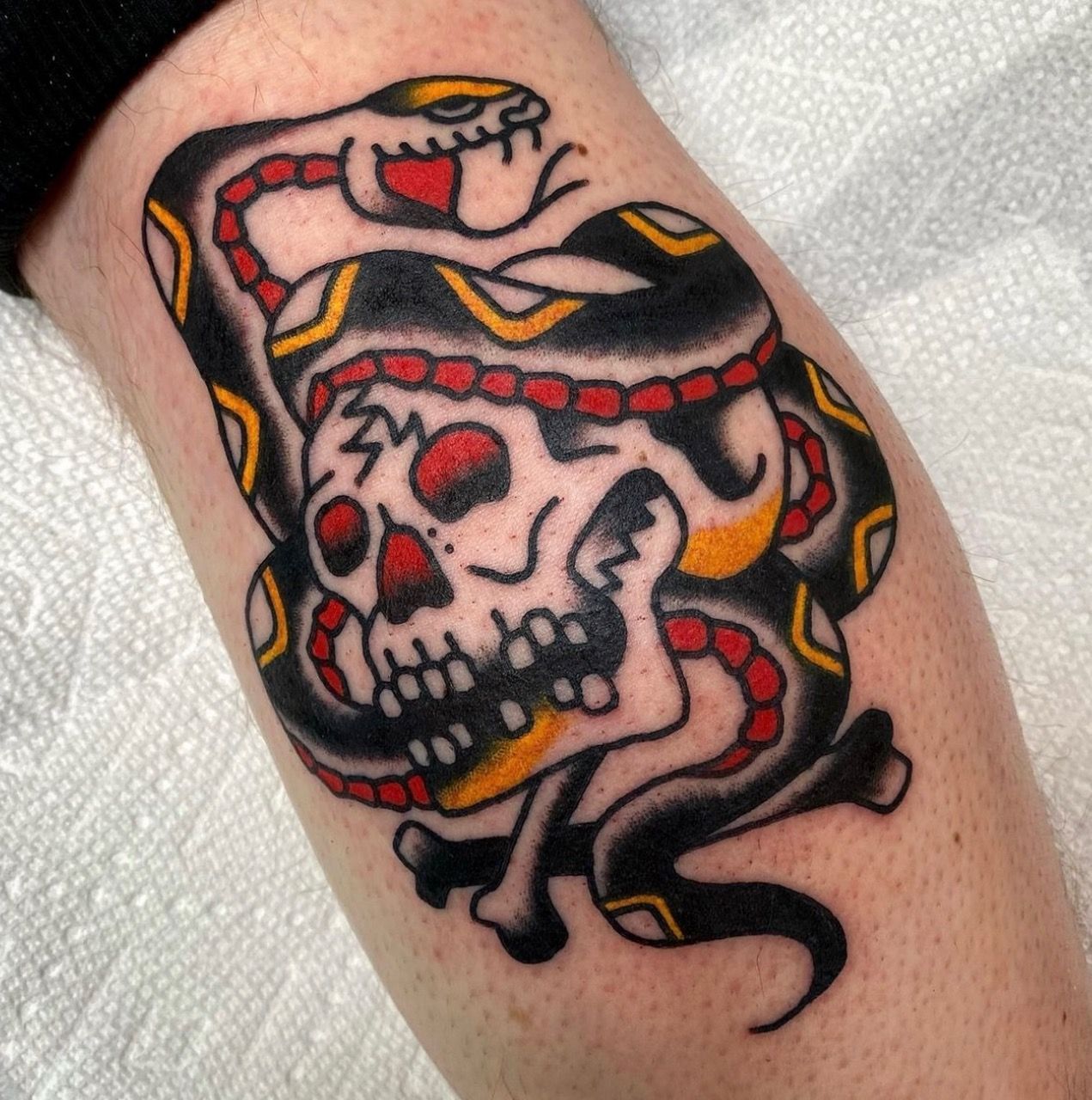 Skull and Snake Tattoo by JD Pezderic at Silver Ghost Tattoo in Edmonton Alberta Canada