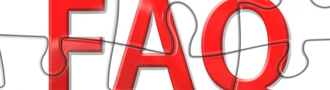 The word faq is written in red letters on a white background.