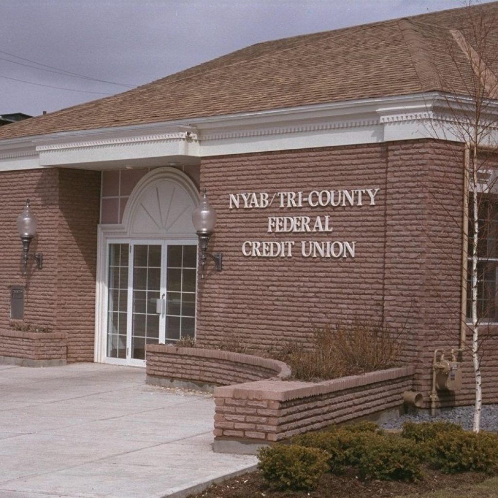 The nyab tri-county federal credit union is located in a brick building