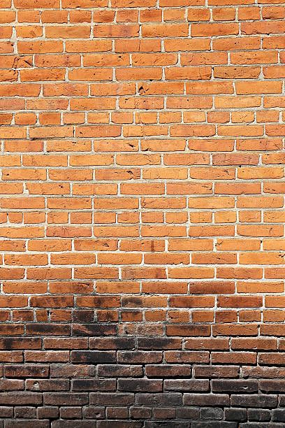 A close up of a brick wall with a few bricks missing.