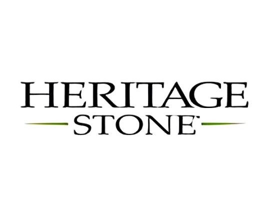 The logo for heritage stone is on a white background.
