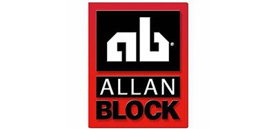 ALLAN BLOCK logo in black, white, and red with stylized “ab” icon