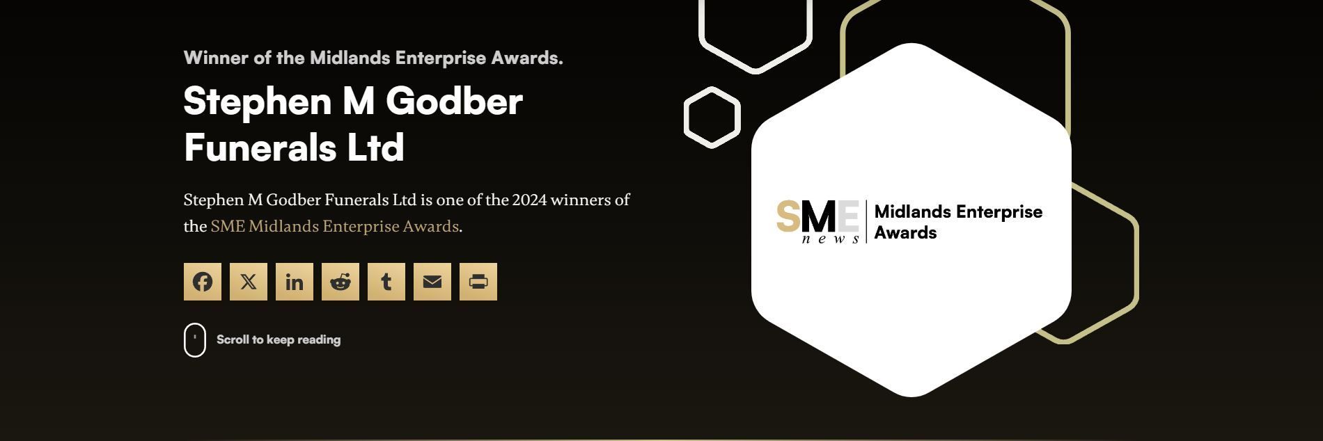 Stephen M Godber Funerals Ltd is one of the 2024 winners of the SME Midlands Enterprise Awards