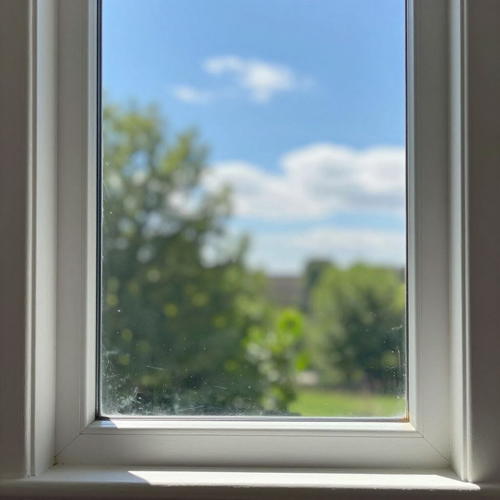 Clean residential window showing clear view of blue sky and trees Irvine