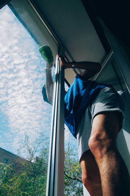 Professional window cleaning tool creating crystal-clear streak-free results