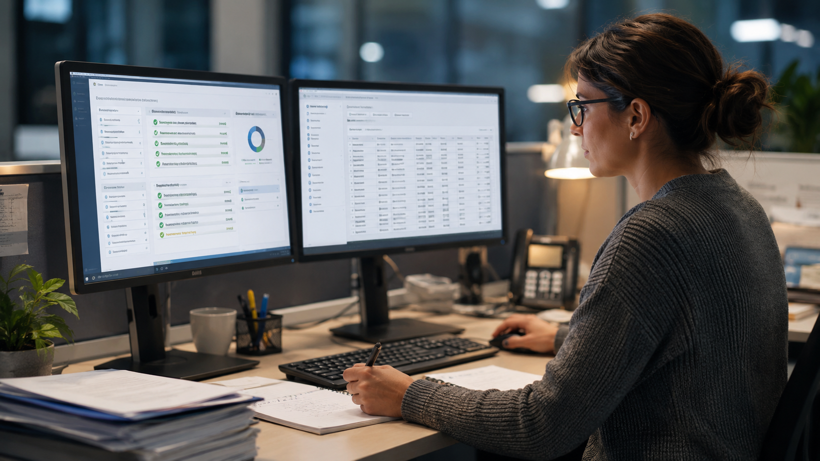 Faturista realizando fechamento TISS/TUSS e conferindo guias antes de exportar lotes