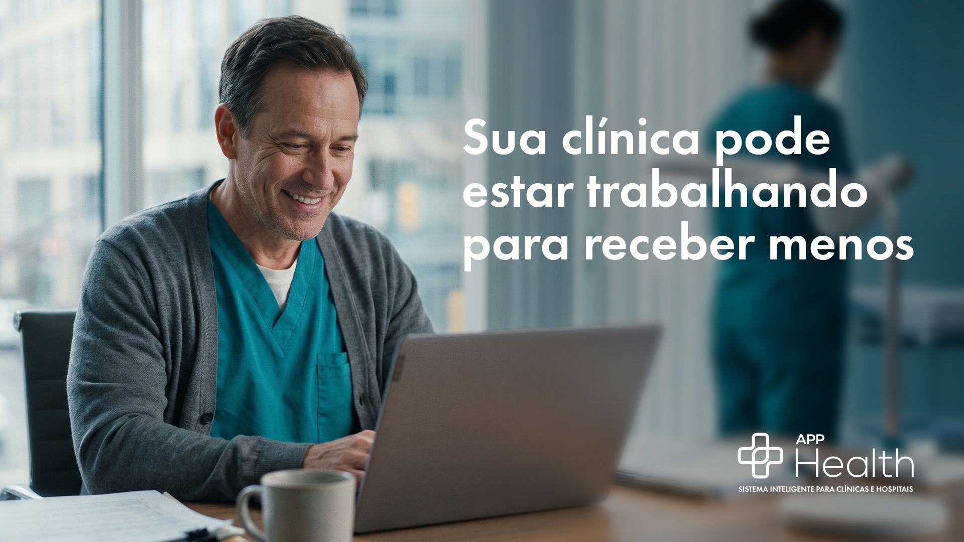 Recepcionista preenchendo Guia de Consulta TISS em sistema de faturamento de clínica médica