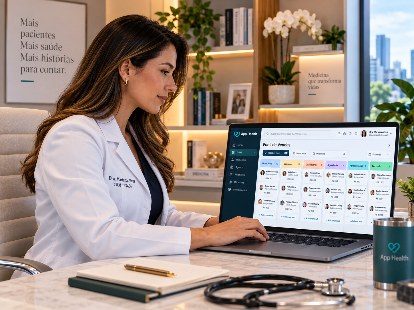 Funil de vendas e CRM médico em formato Kanban no WhatsApp