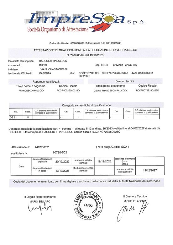 Certificazione SOA Rauccio