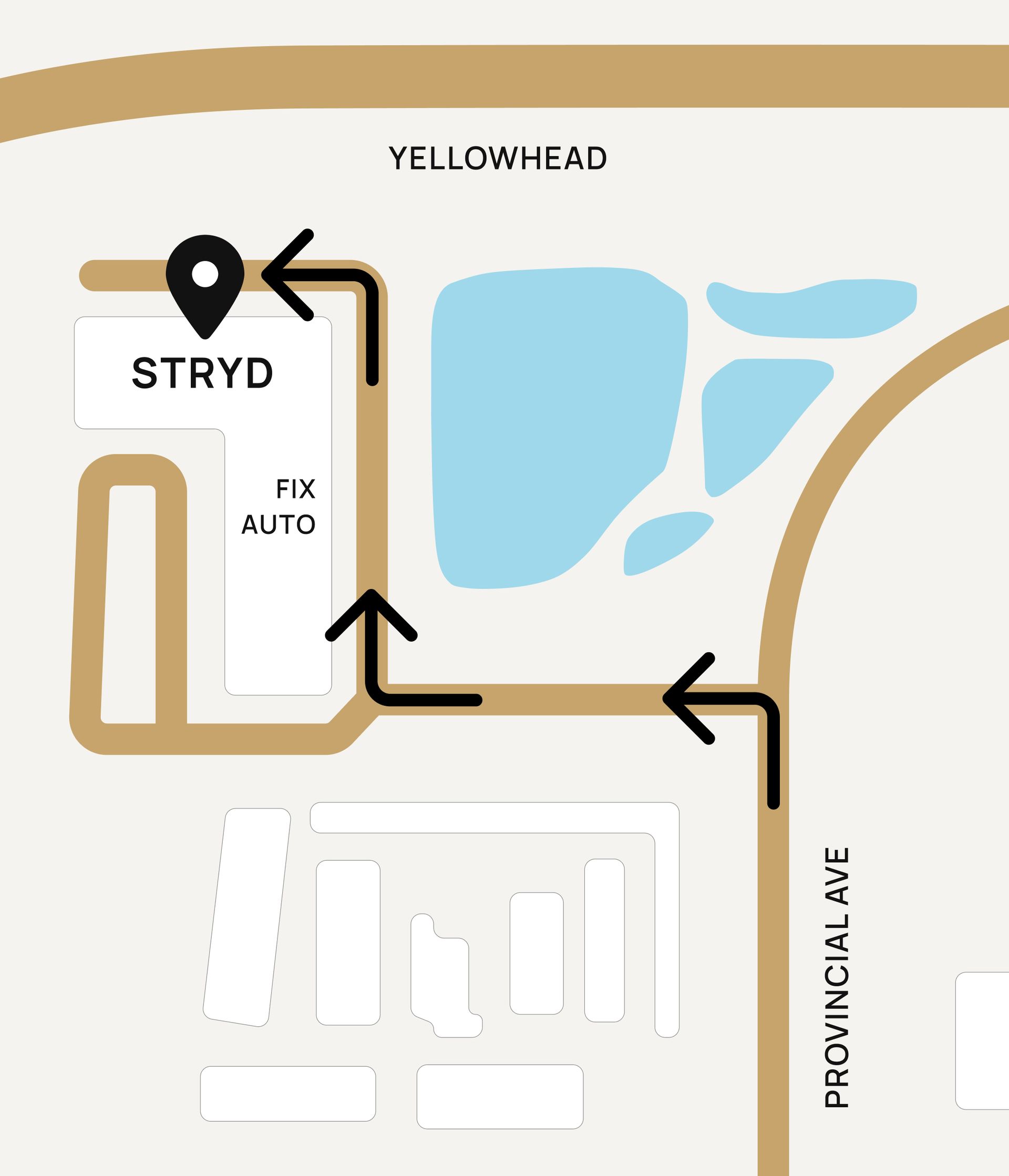 Map showing directions to STYRD Studio
