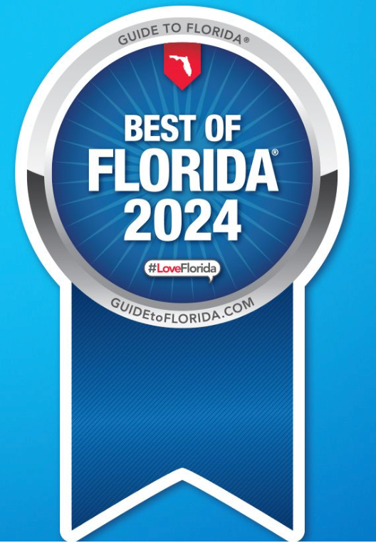 A blue ribbon that says best of florida 2024 A blue ribbon that says best of florida 2024