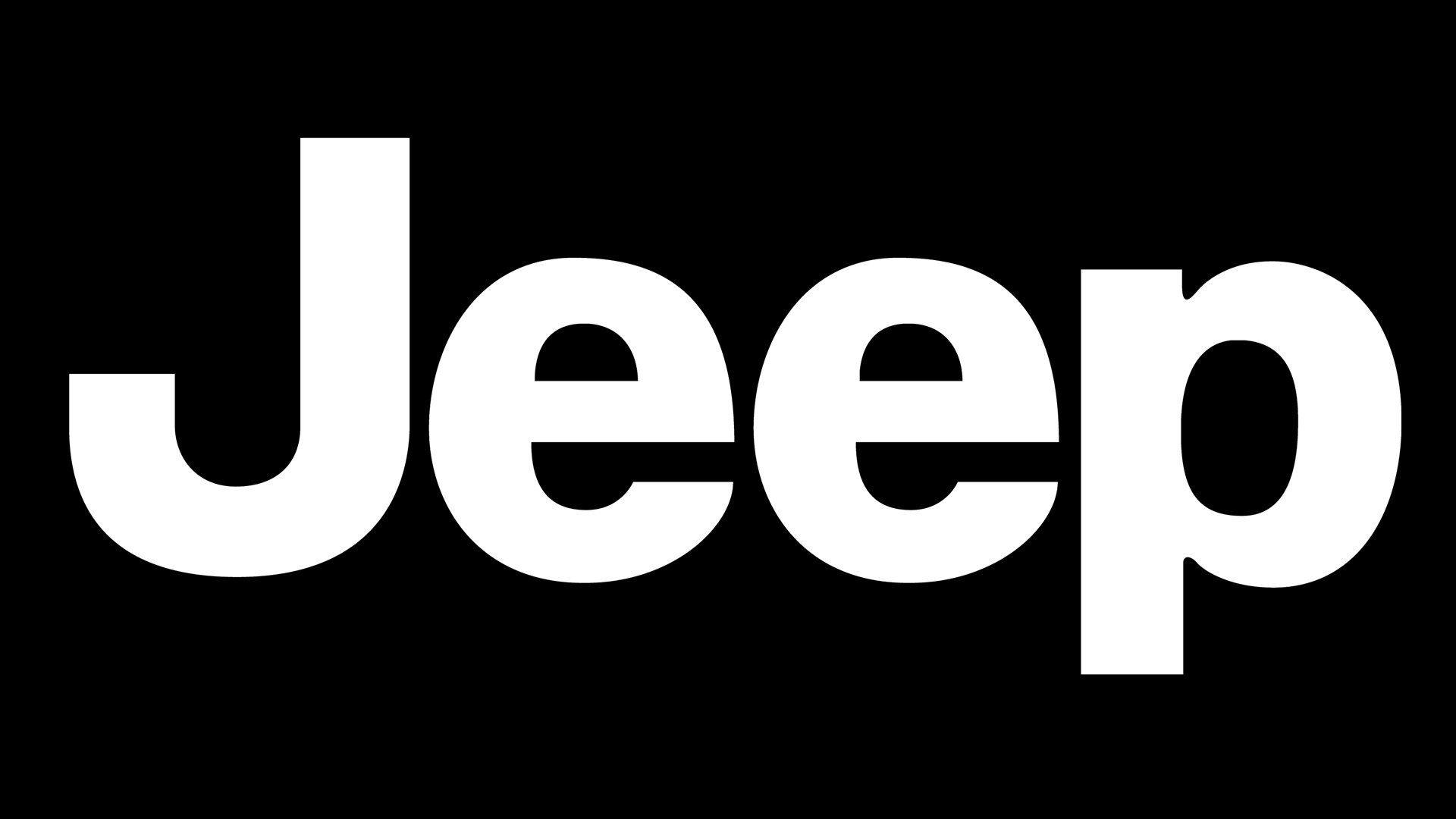 Jeep logo in white text on a black background.