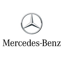 Mercedes-Benz logo with a silver three-pointed star inside a silver circle, with