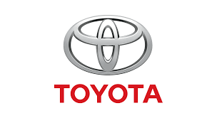 Toyota logo: Silver emblem above red