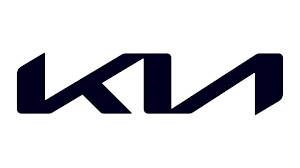 Dark blue Kia logo on a white background. The logo depicts the letters