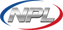 NPL logo with silver letters inside blue and red swooshes on a white background