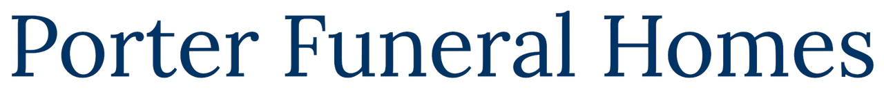 Porter Funeral Homes logo in blue text on a white background