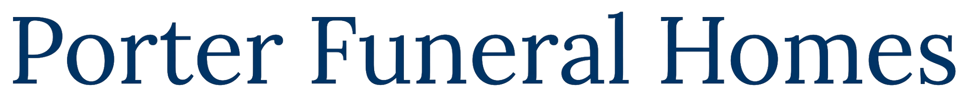 Porter Funeral Homes logo in blue text on a white background