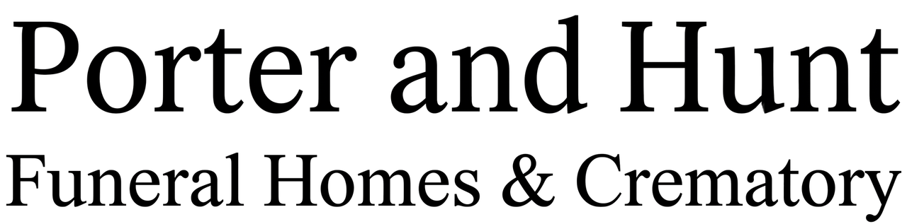 Porter and Hunt Funeral Homes & Crematory logo in black serif text on a white background