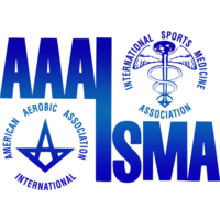 A logo for the american aerobic association and the international sports medicine association