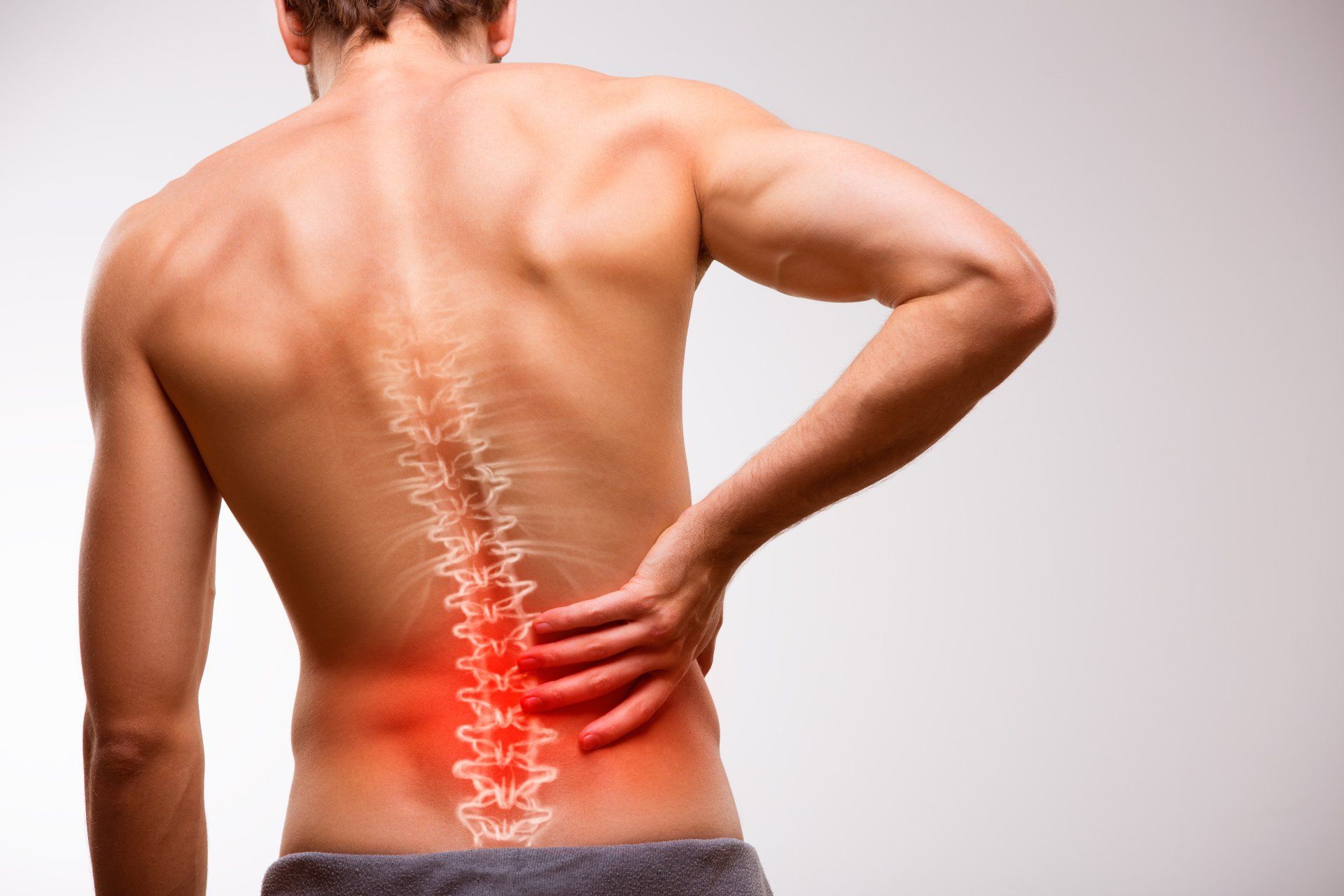Imagens ilustrativa áreas de atuação Dr. Fernando Flores, destaque para inflamação na região da coluna vertebral