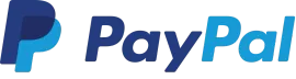 PayPal logo in blue with stylized “P” icon on a white background