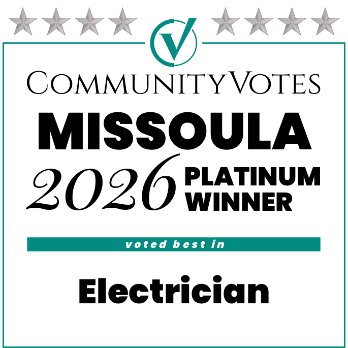 CommunityVotes Missoula 2020 platinum winner badge for electrician