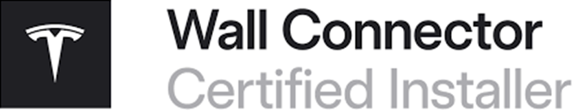 The Tesla Wall Connector Certified Installer logo, featuring the Tesla 