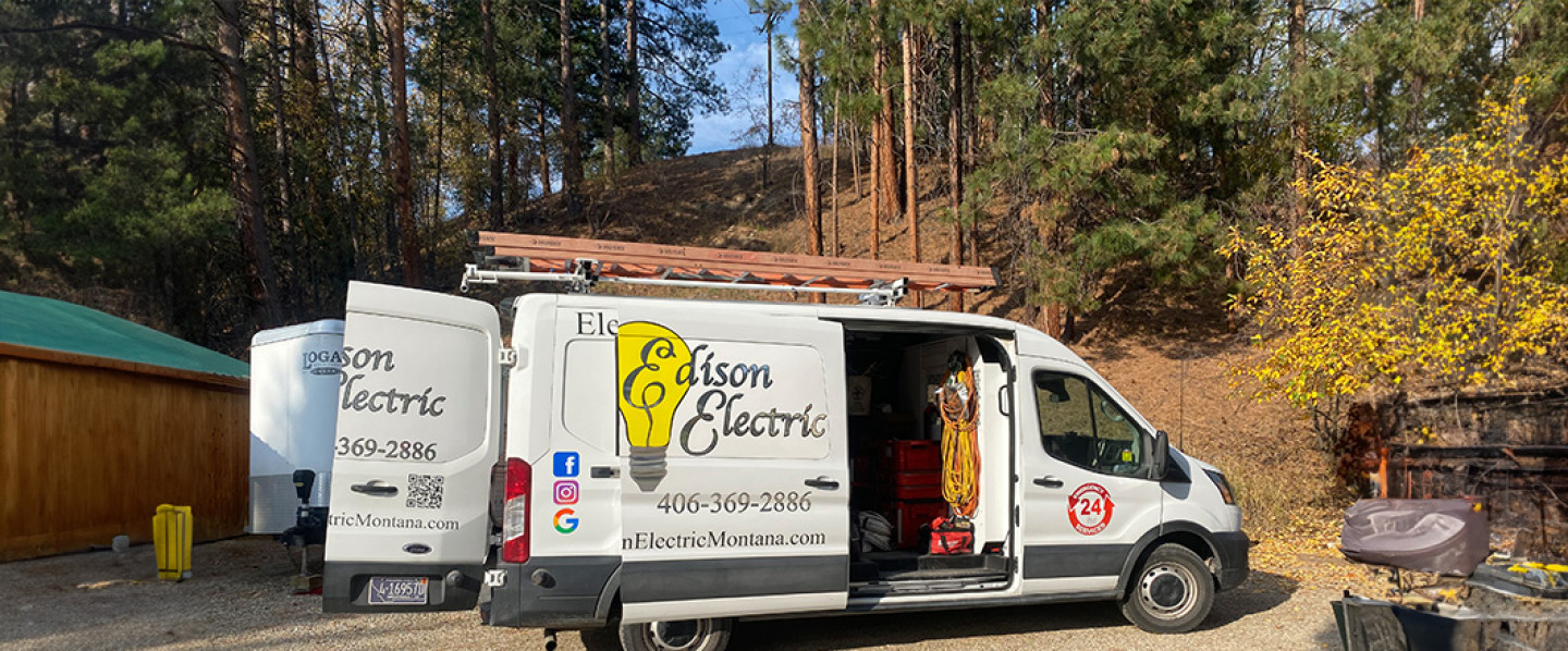 Edison Electric van - Missoula Electrician responding to emergency call