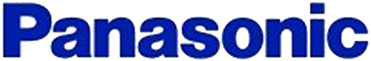 Blue Panasonic logo on a white background.