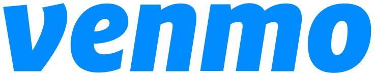 Venmo logo in blue lowercase letters with a white-and-blue outline