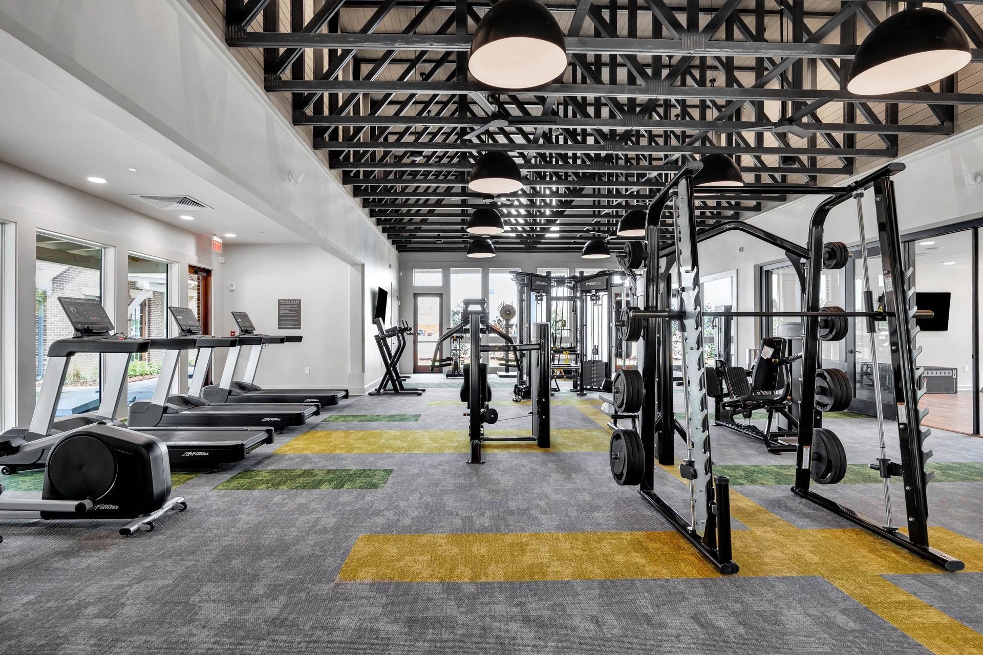 Well-equipped fitness center at Livano at Town Madison.