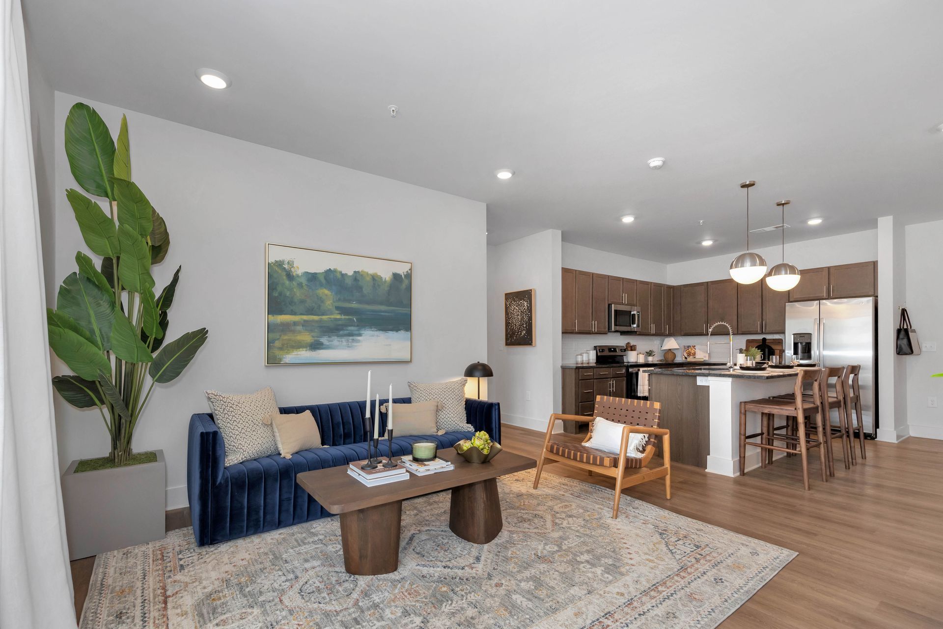 Open-concept model home's living space at Livano at Town Madison.