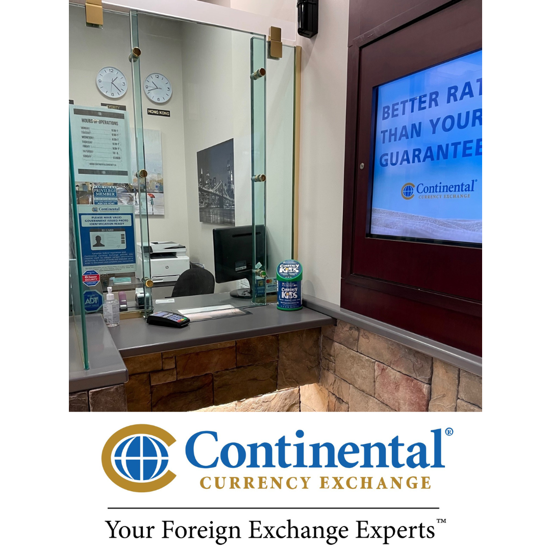 Continental Currency Exchange office
Currency for Kids
donate your leftover foreign currency