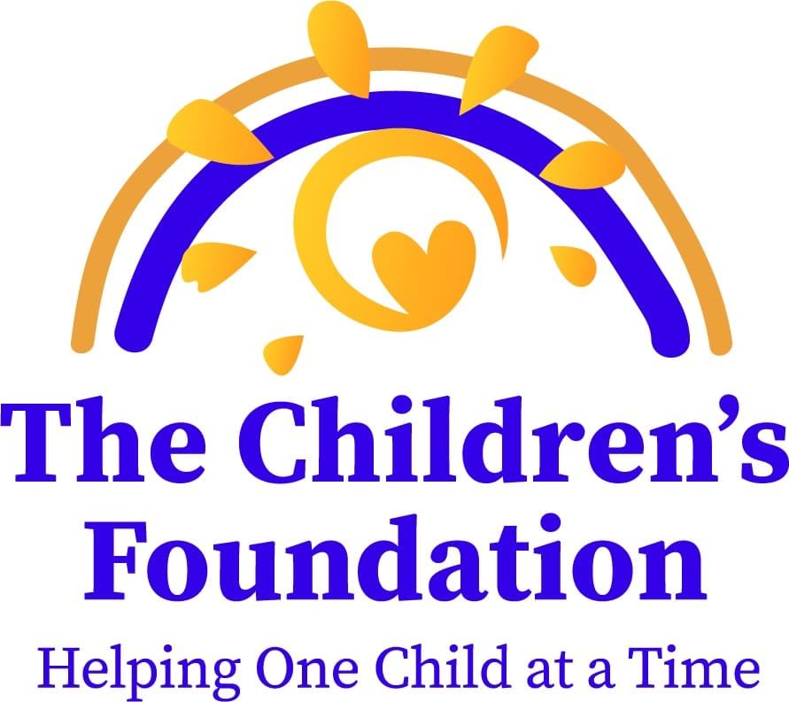 A logo for the children 's foundation helping one child at a time