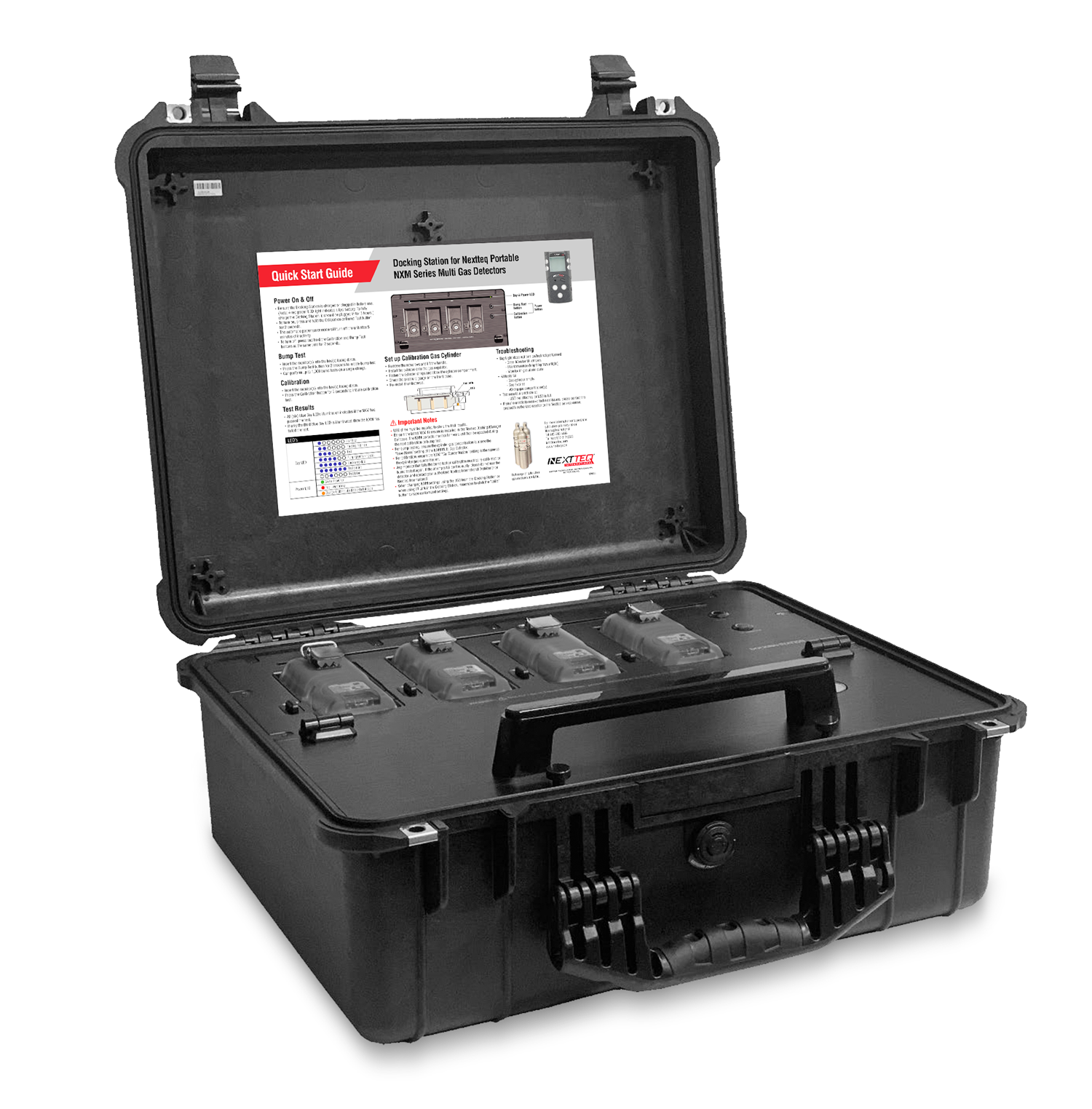 A Nextteq® NXM Docking station which allows communication with up to 4 portable NXM Multi Gas Detectors.