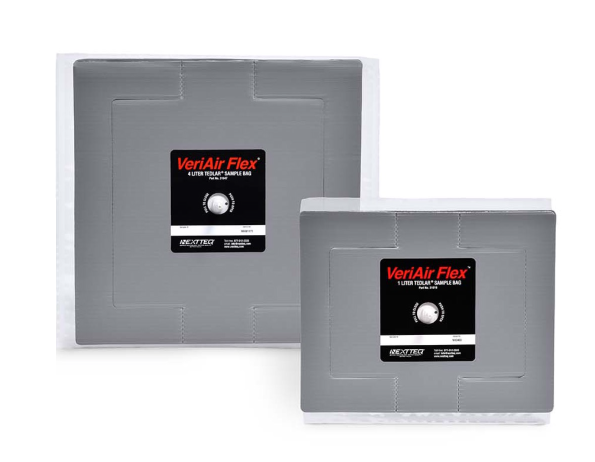 Two sizes of VeriAir Flex® Tedlar Manual-Inflating Sampling Bags.