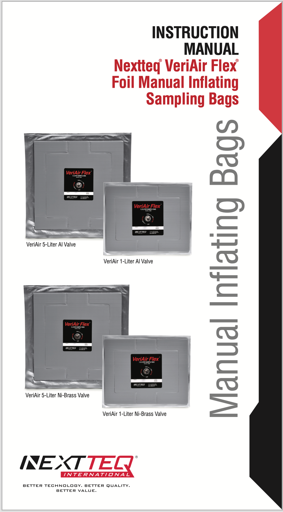 VeriAir Flex® Foil Inflating Sampling Bag Manual.