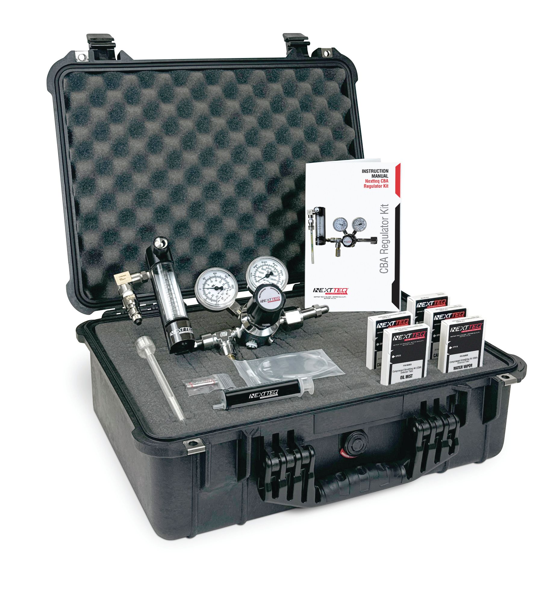 Nextteq®'s new CBA kit including Nextteq® regulator and flow meter system.