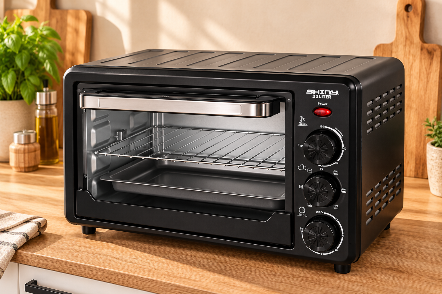 SHINY Mini Oven 22 Liter – 1000W – Zwart
