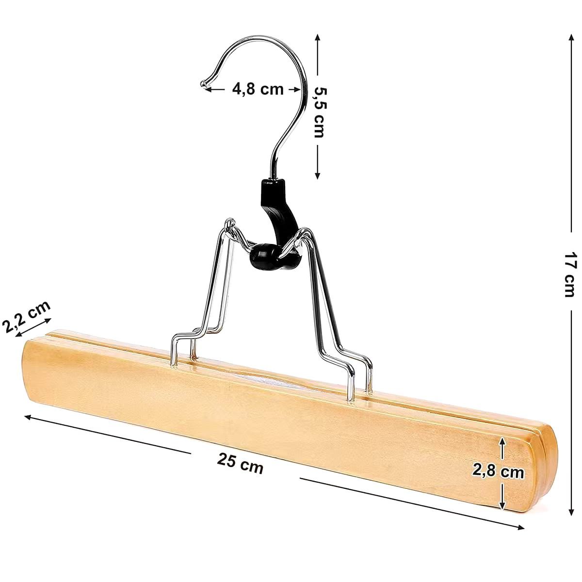 SONGMICS Houten Broekhangers met Klem – 12 Stuks – Naturel