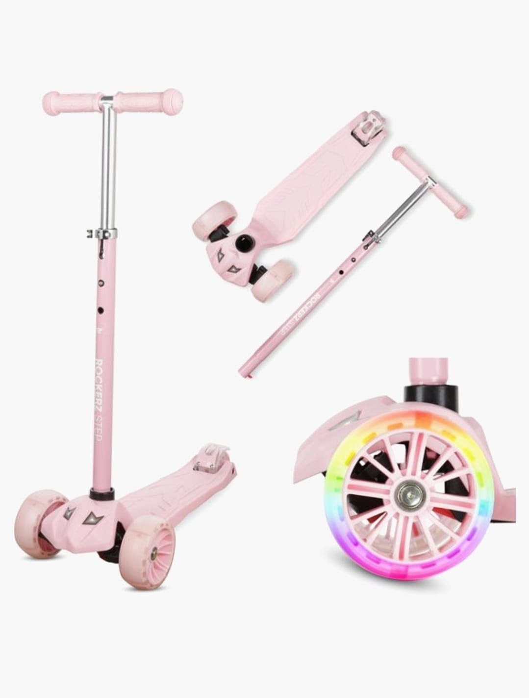 Rockerz Outdoor Kinderstep – Roze – 3 Wielen – LED Verlichting – Verstelbaar